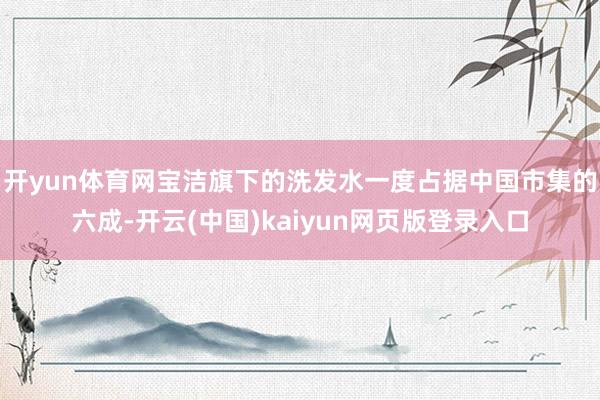 开yun体育网宝洁旗下的洗发水一度占据中国市集的六成-开云(中国)kaiyun网页版登录入口