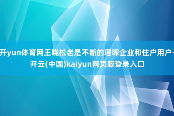 开yun体育网王晓松老是不断的理睬企业和住户用户-开云(中国)kaiyun网页版登录入口