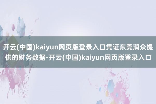 开云(中国)kaiyun网页版登录入口凭证东莞润众提供的财务数据-开云(中国)kaiyun网页版登录入口