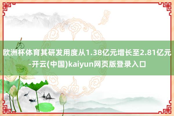 欧洲杯体育其研发用度从1.38亿元增长至2.81亿元-开云(中国)kaiyun网页版登录入口